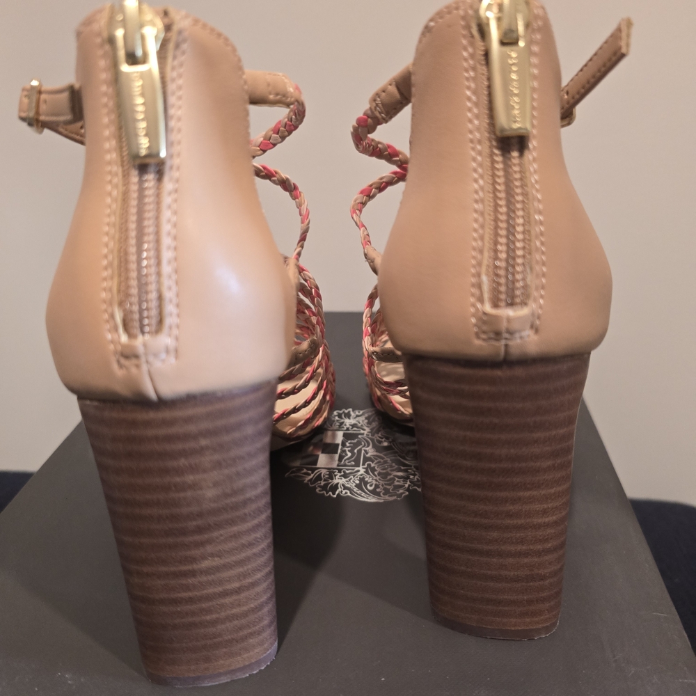 Vince Camuto Women's Tan and Pink Strappy Heels - Picture 5 of 8